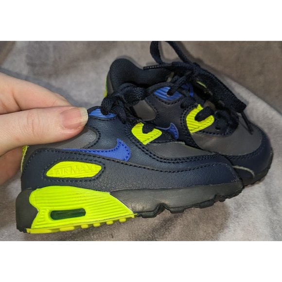Nike Air Max 90 LTR GS Dark Grey/Hyper Royal/Volt - Picture 2 of 7